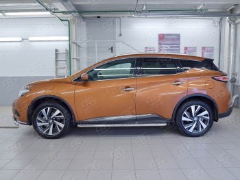 20 499 р. Широкая защита порогов с трубой диаметром 42 мм SLITKOFF v2 Nissan Murano 3 Z52 дорестайлинг (2015-2022)  с доставкой в г. Омск. Увеличить фотографию 3