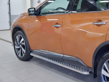 Широкая защита порогов с трубой диаметром 42 мм SLITKOFF v2 Nissan (Нисан) Murano (Мурано)  3 Z52 (2015-2024) 3 Z52 дорестайлинг, рестайлинг