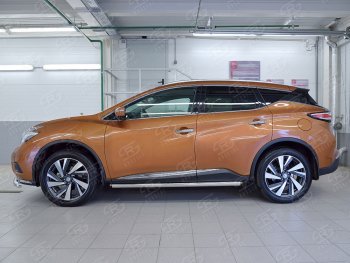 16 549 р. Защита порогов из круглой трубы диаметром 63 мм SLITKOFF v2 Nissan Murano 3 Z52 дорестайлинг (2015-2022)  с доставкой в г. Омск. Увеличить фотографию 2