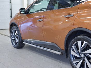 16 549 р. Защита порогов из круглой трубы диаметром 63 мм SLITKOFF v2 Nissan Murano 3 Z52 дорестайлинг (2015-2022)  с доставкой в г. Омск. Увеличить фотографию 3