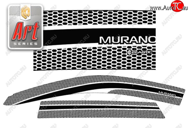 2 159 р. Дефлектора окон CA-Plastic  Nissan Murano  1 Z50 (2002-2009) (Серия Art белая, Без хром.молдинга)  с доставкой в г. Омск