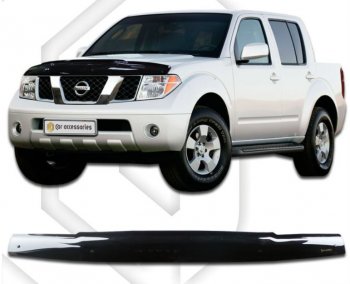 1 839 р. Дефлектор капота CA-Plastiс Nissan Navara 2 D40 рестайлинг (2010-2016) (Classic черный, Без надписи)  с доставкой в г. Омск. Увеличить фотографию 1