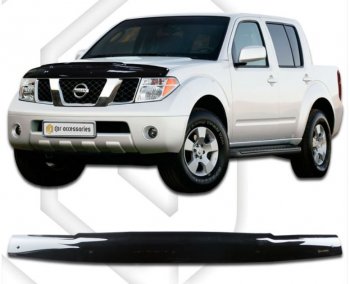 1 839 р. Дефлектор капота CA-Plastiс  Nissan Navara  2 D40 (2004-2010) дорестайлинг (Classic черный, Без надписи)  с доставкой в г. Омск. Увеличить фотографию 1