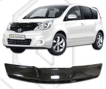 1 759 р. Дефлектор капота (левый руль) CA-Plastic  Nissan Note  1 (2008-2013) E11 рестайлинг (Classic черный, Без надписи)  с доставкой в г. Омск. Увеличить фотографию 1