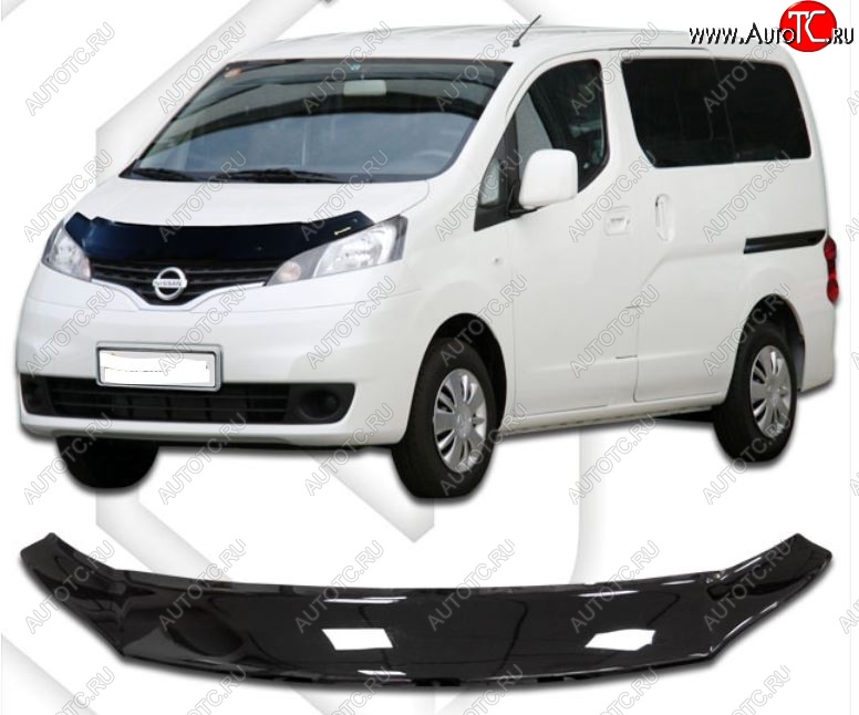 1 839 р. Дефлектор капота CA-Plastiс Nissan NV200 Euro (2009-2024) (Classic черный, Без надписи)  с доставкой в г. Омск