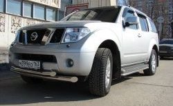 13 999 р. Двойная защита переднего бампера d76 и 63 мм Металл Дизайн Nissan Pathfinder R51 дорестайлинг (2004-2007) (полированная нержавейка)  с доставкой в г. Омск. Увеличить фотографию 1