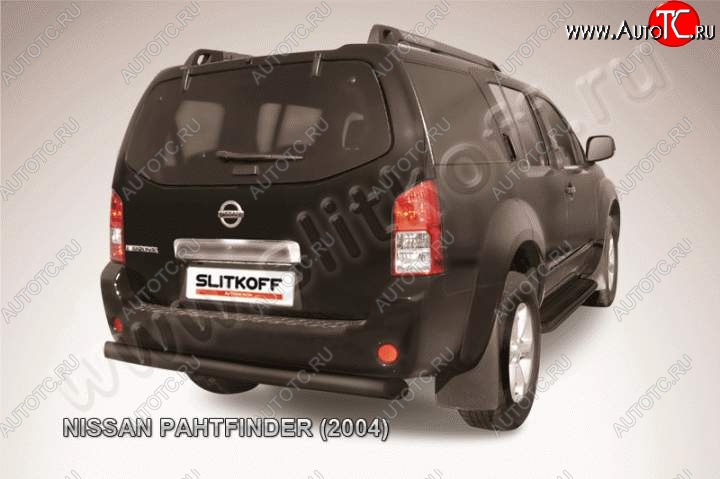 8 199 р. Защита задняя Slitkoff  Nissan Pathfinder  R51 (2004-2007) дорестайлинг (Цвет: серебристый)  с доставкой в г. Омск