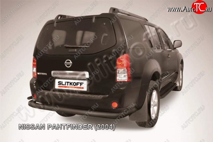 9 799 р. Защита задняя Slitkoff  Nissan Pathfinder  R51 (2004-2007) дорестайлинг (Цвет: серебристый)  с доставкой в г. Омск