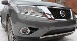 1 469 р. Нижняя сетка на бампер Russtal (черная)  Nissan Pathfinder  R52 (2012-2017) дорестайлинг  с доставкой в г. Омск. Увеличить фотографию 2