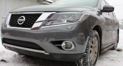 1 469 р. Нижняя сетка на бампер Russtal (черная)  Nissan Pathfinder  R52 (2012-2017) дорестайлинг  с доставкой в г. Омск. Увеличить фотографию 1