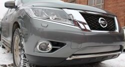 1 539 р. Нижняя сетка на бампер Russtal (хром)  Nissan Pathfinder  R52 (2012-2017) дорестайлинг  с доставкой в г. Омск. Увеличить фотографию 2