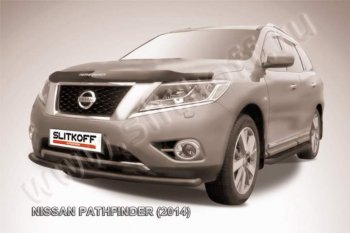 7 899 р. Защита переднего бампер Slitkoff  Nissan Pathfinder  R52 (2012-2017) дорестайлинг (Цвет: серебристый)  с доставкой в г. Омск. Увеличить фотографию 1