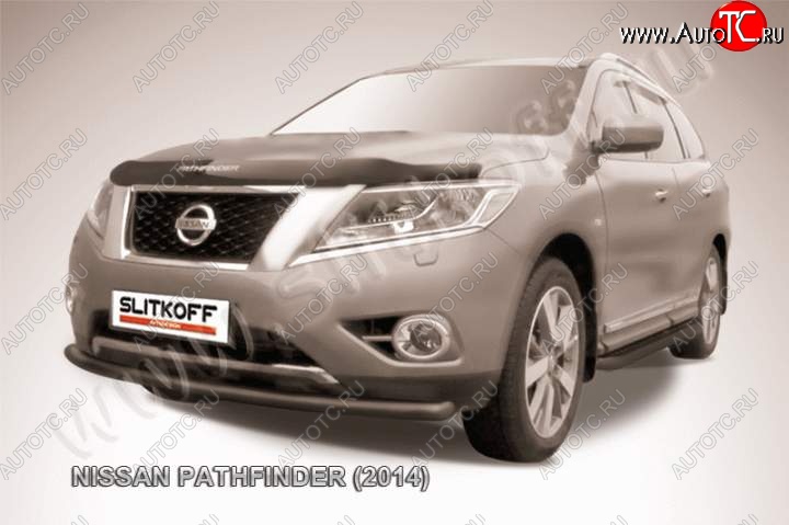 7 899 р. Защита переднего бампер Slitkoff  Nissan Pathfinder  R52 (2012-2017) дорестайлинг (Цвет: серебристый)  с доставкой в г. Омск