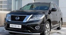 14 849 р. Защита порогов из круглой трубы диаметром 63 мм Russtal Nissan Pathfinder R52 дорестайлинг (2012-2017) (Защита порогов с со скосами на торцах (вариант 1))  с доставкой в г. Омск. Увеличить фотографию 4