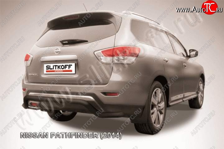 12 949 р. Защита задняя Slitkoff  Nissan Pathfinder  R52 (2012-2017) дорестайлинг (Цвет: серебристый)  с доставкой в г. Омск