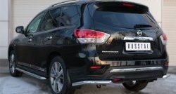 14 399 р. Защита заднего бампера (Ø63 мм уголки, нержавейка) SLITKOFF  Nissan Pathfinder  R52 (2012-2017) дорестайлинг  с доставкой в г. Омск. Увеличить фотографию 4