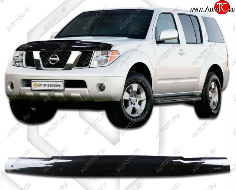 1 839 р. Дефлектор капота CA-Plastiс  Nissan Pathfinder  R51 (2009-2014) рестайлинг (Classic черный, Без надписи)  с доставкой в г. Омск