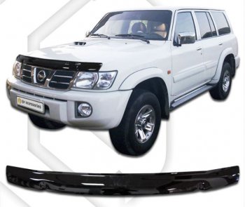 1 839 р. Дефлектор капота CA-Plastiс  Nissan Patrol  5 (1997-2004) Y61 дорестайлинг, Y61 1-ый рестайлинг (Classic черный, Без надписи)  с доставкой в г. Омск. Увеличить фотографию 1