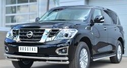 9 999 р. Защита переднего бампера (Ø63 мм с углами, нержавейка) Russtal Nissan Patrol 6 Y62 дорестайлинг (2010-2014)  с доставкой в г. Омск. Увеличить фотографию 4