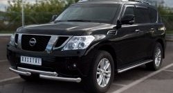 14 799 р. Защита переднего бампера (2 трубы Ø42 мм, нержавейка) SLITKOFF  Nissan Patrol  6 (2010-2014) Y62 дорестайлинг  с доставкой в г. Омск. Увеличить фотографию 4