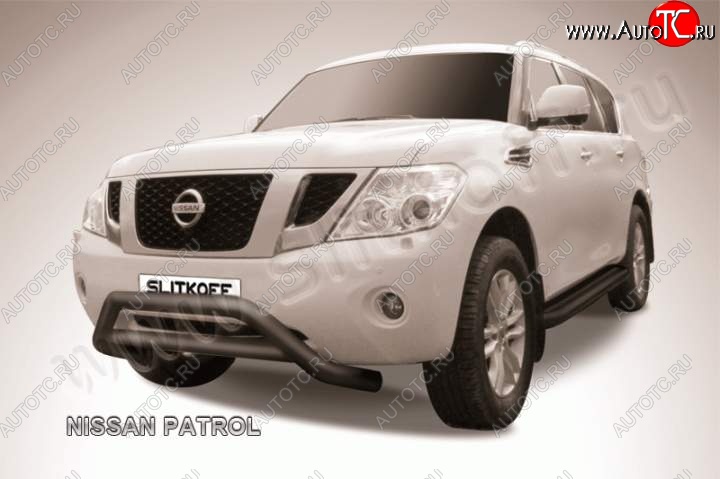 30 999 р. Кенгурятник d76 низкий широкий с перемычкой  Nissan Patrol  6 (2010-2014) Y62 дорестайлинг (Цвет: серебристый)  с доставкой в г. Омск