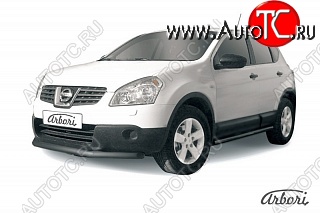 5 939 р. Защита переднего бампера Arbori (короткая, черная, 1 труба d57 mm). Nissan Qashqai 1 дорестайлинг (2007-2010)  с доставкой в г. Омск