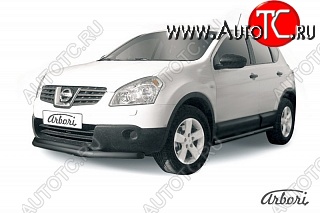 7 199 р. Защита переднего бампера Arbori (черная, 2 трубы d57 и 42 mm)  Nissan Qashqai  1 (2007-2010) дорестайлинг  с доставкой в г. Омск