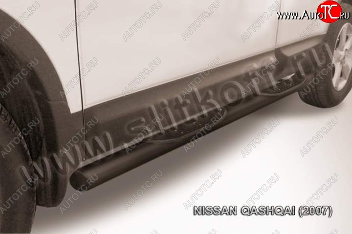 10 899 р. Защита порогов Slitkoff Nissan Qashqai 1 дорестайлинг (2007-2010) (Цвет: серебристый)  с доставкой в г. Омск