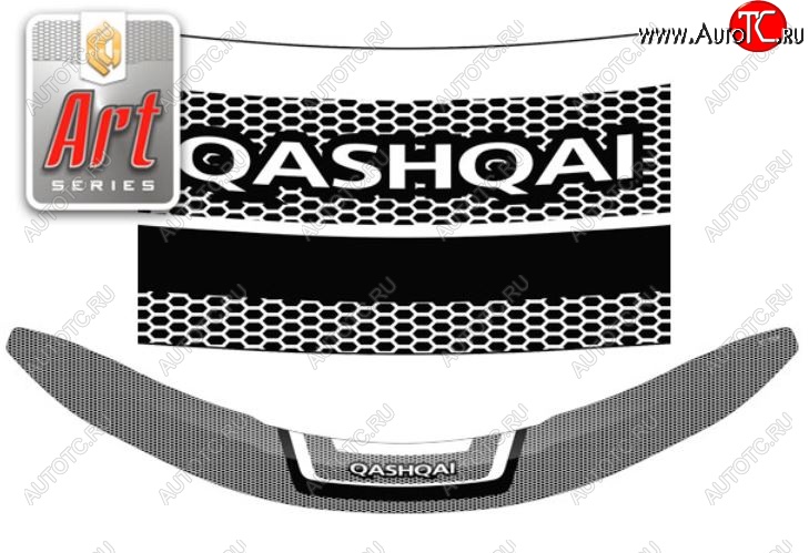 2 199 р. Дефлектор капота CA-Plastiс  Nissan Qashqai  2 (2013-2019) J11 дорестайлинг (Серия Art графит)  с доставкой в г. Омск