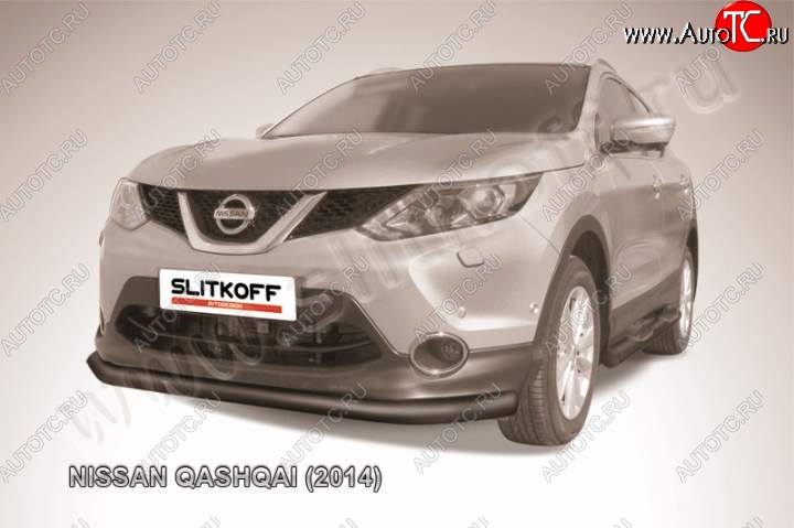 8 449 р. Защита переднего бампер Slitkoff  Nissan Qashqai  2 (2013-2019) J11 дорестайлинг (Цвет: серебристый)  с доставкой в г. Омск