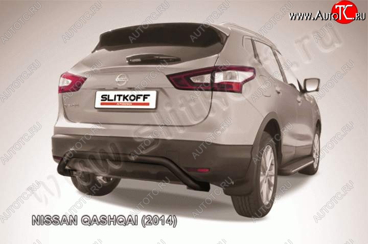 7 599 р. Защита задняя Slitkoff  Nissan Qashqai  2 (2013-2019) J11 дорестайлинг (Цвет: серебристый)  с доставкой в г. Омск