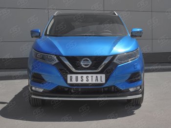 Защита переднего бампера (Ø42 мм, нержавейка) Russtal Nissan Qashqai 2 J11 рестайлинг (2017-2022)