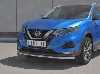 10 399 р. Защита переднего бампера (Ø42 мм, нержавейка) Russtal Nissan Qashqai 2 J11 рестайлинг (2017-2022)  с доставкой в г. Омск. Увеличить фотографию 2