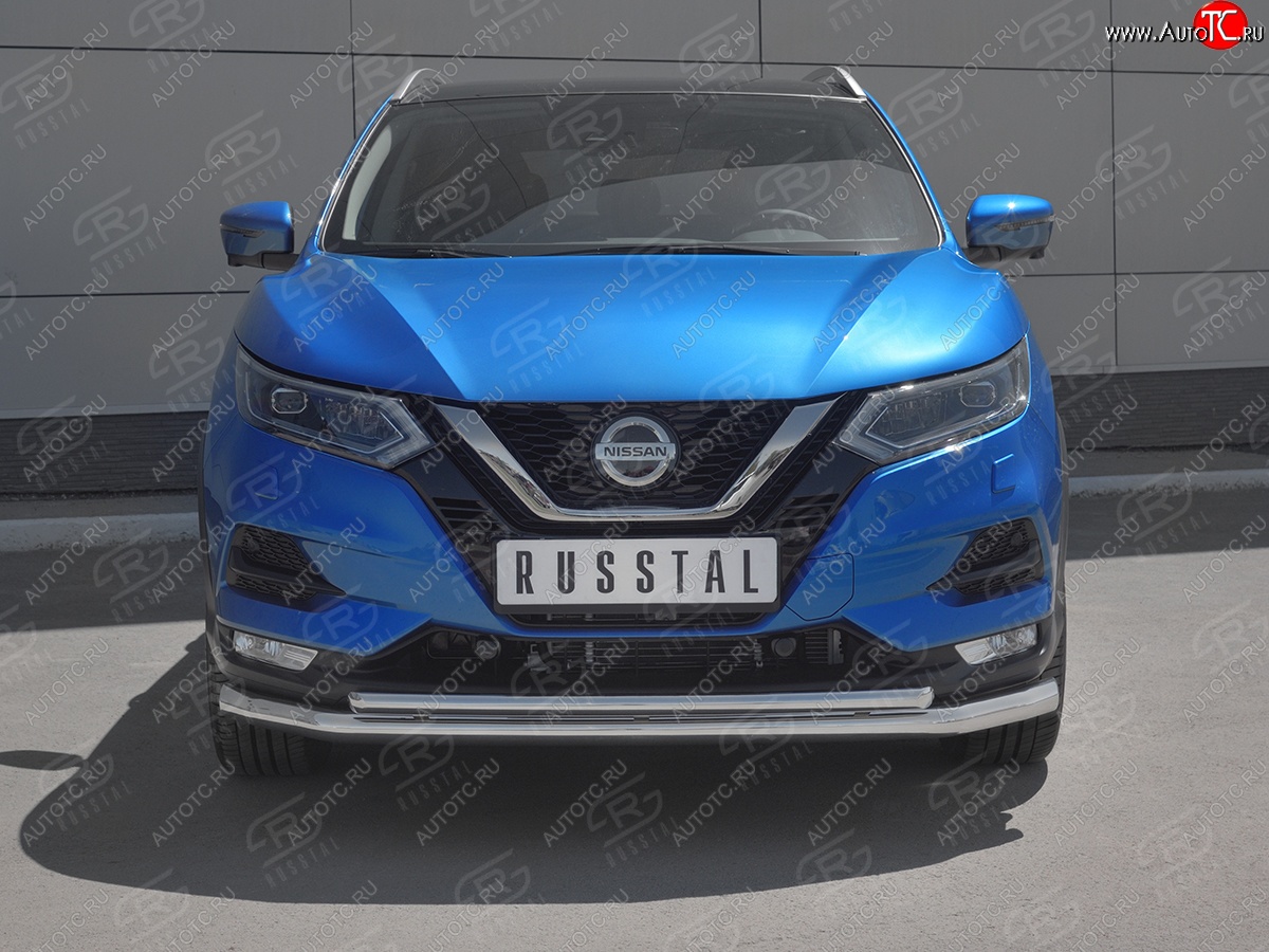 23 999 р. Защита переднего бампера (2 трубы Ø63 и 42 мм, нержавейка) SLITKOFF  Nissan Qashqai  2 (2017-2022) J11 рестайлинг  с доставкой в г. Омск