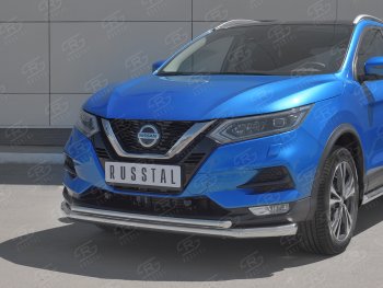 23 999 р. Защита переднего бампера (2 трубы Ø63 и 42 мм, нержавейка) SLITKOFF  Nissan Qashqai  2 (2017-2022) J11 рестайлинг  с доставкой в г. Омск. Увеличить фотографию 2