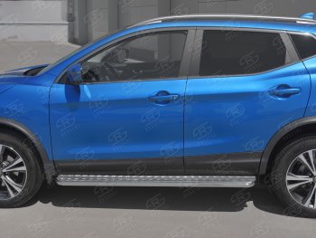 44 999 р. Порожки для ног SLITKOFF (Ø42 мм)  Nissan Qashqai  2 (2017-2022) J11 рестайлинг (Лист нержавейка, труба - нержавейка)  с доставкой в г. Омск. Увеличить фотографию 2