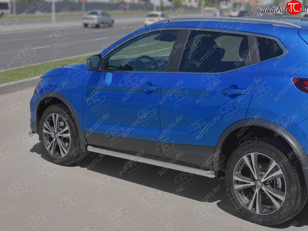 24 949 р. Защита порогов (Ø63 мм, нержавейка) SLITKOFF  Nissan Qashqai  2 (2017-2022) J11 рестайлинг (Металлические торцы под 45°)  с доставкой в г. Омск