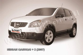 6 999 р. Защита переднего бампер Slitkoff  Nissan Qashqai +2  1 (2008-2010) J10 дорестайлинг (Цвет: серебристый)  с доставкой в г. Омск. Увеличить фотографию 1