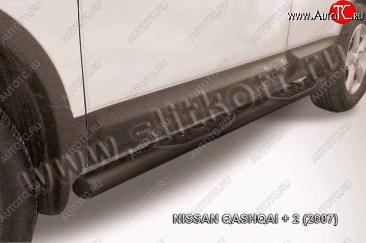 10 899 р. Защита порогов Slitkoff Nissan Qashqai +2 1 J10 дорестайлинг (2008-2010) (Цвет: серебристый)  с доставкой в г. Омск