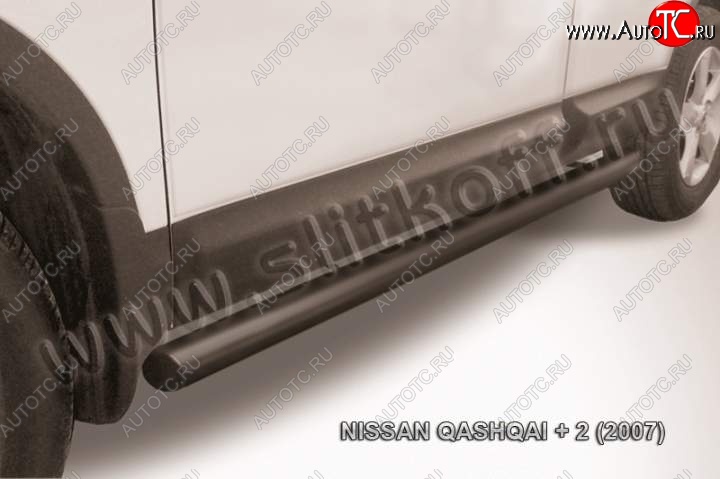 10 599 р. Защита порогов Slitkoff  Nissan Qashqai +2  1 (2008-2010) J10 дорестайлинг (Цвет: серебристый)  с доставкой в г. Омск