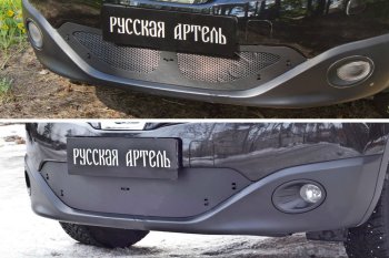 Защитная сетка и зимняя заглушка решетки переднего бампера RA Nissan (Нисан) Qashqai (Кашкай)  1 (2010-2013) 1 J10 рестайлинг