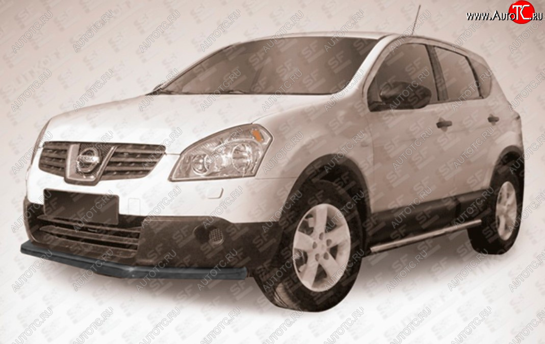 11 499 р. Защита переднего бампера Slitkoff (Ø 57 мм, длинная).  Nissan Qashqai  1 (2010-2013) J10 рестайлинг (Сталь с полимерным покрытием. Цвет: черный)  с доставкой в г. Омск