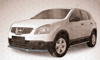 8 999 р. Защита переднего бампера Slitkoff (Ø 57 мм, длинная).  Nissan Qashqai  1 (2010-2013) J10 рестайлинг (Сталь с полимерным покрытием. Цвет: серебристый)  с доставкой в г. Омск. Увеличить фотографию 1