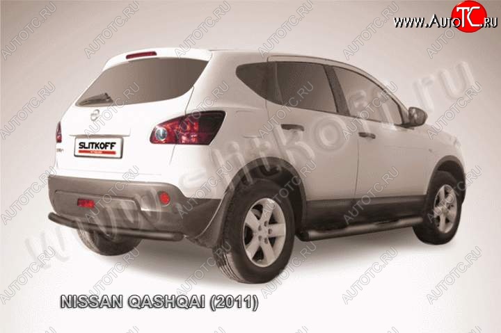 6 599 р. Защита задняя Slitkoff Nissan Qashqai 1 J10 рестайлинг (2010-2013) (Цвет: серебристый)  с доставкой в г. Омск