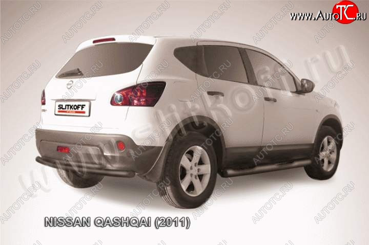 7 749 р. Защита задняя Slitkoff  Nissan Qashqai  1 (2010-2013) J10 рестайлинг (Цвет: серебристый)  с доставкой в г. Омск