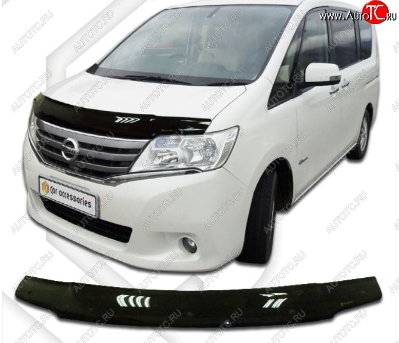 2 079 р. Дефлектор капота CA-Plastiс  Nissan Serena  C26 (2010-2013) минивэн дорестайлинг (Classic черный, Без надписи)  с доставкой в г. Омск