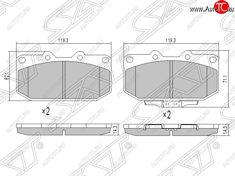 1 239 р. Колодки тормозные SAT (передние) Subaru Impreza GD седан дорестайлинг (2000-2002)  с доставкой в г. Омск