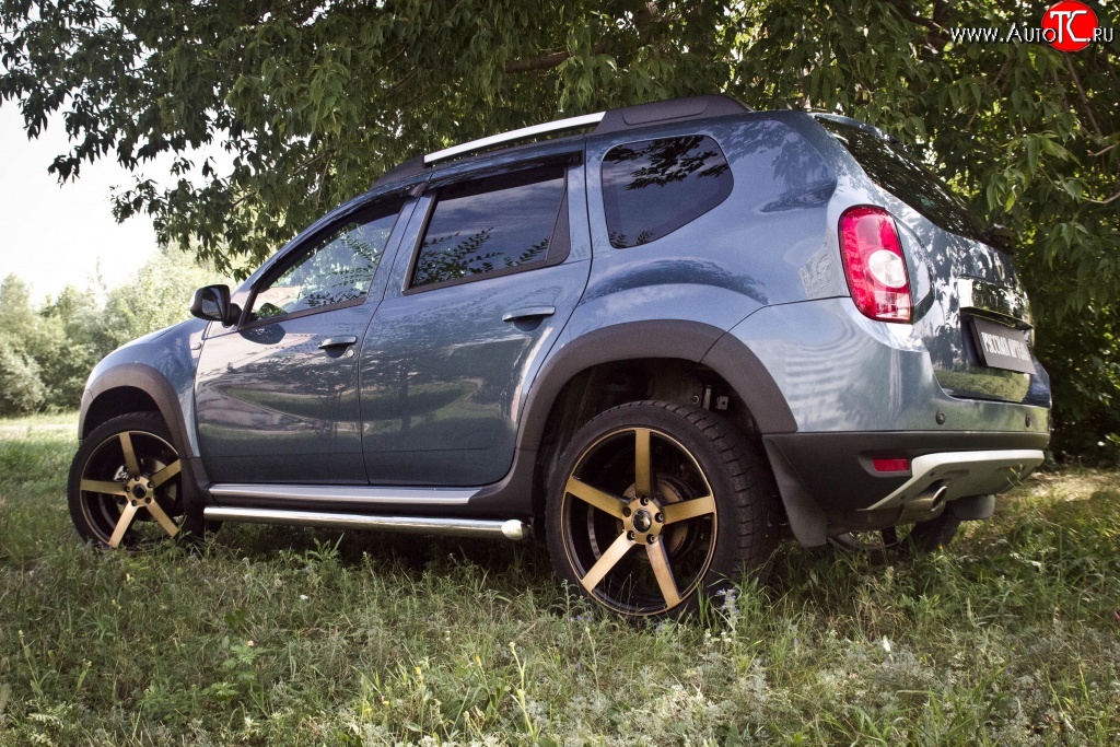 6 249 р. Накладки колесных арок RA (короткие, комплект)  Renault Duster  HS (2010-2015) дорестайлинг (Поверхность шагрень)  с доставкой в г. Омск