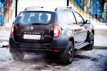 15 899 р. Порожки для ног из трубы Ø51 с алюминиевой площадкой Petroil Tuning Эстонец Nissan Terrano D10 рестайлинг (2016-2022) (Черный (Шагрень))  с доставкой в г. Омск. Увеличить фотографию 5