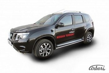 Защита штатных порогов Arbori (нержавейка, d42 mm). Nissan Terrano D10 рестайлинг (2016-2022)